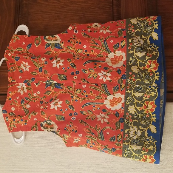 Tory Burch Dayton Samba Batik Flower Cotton Sleeveless Top - Picture 5 of 5